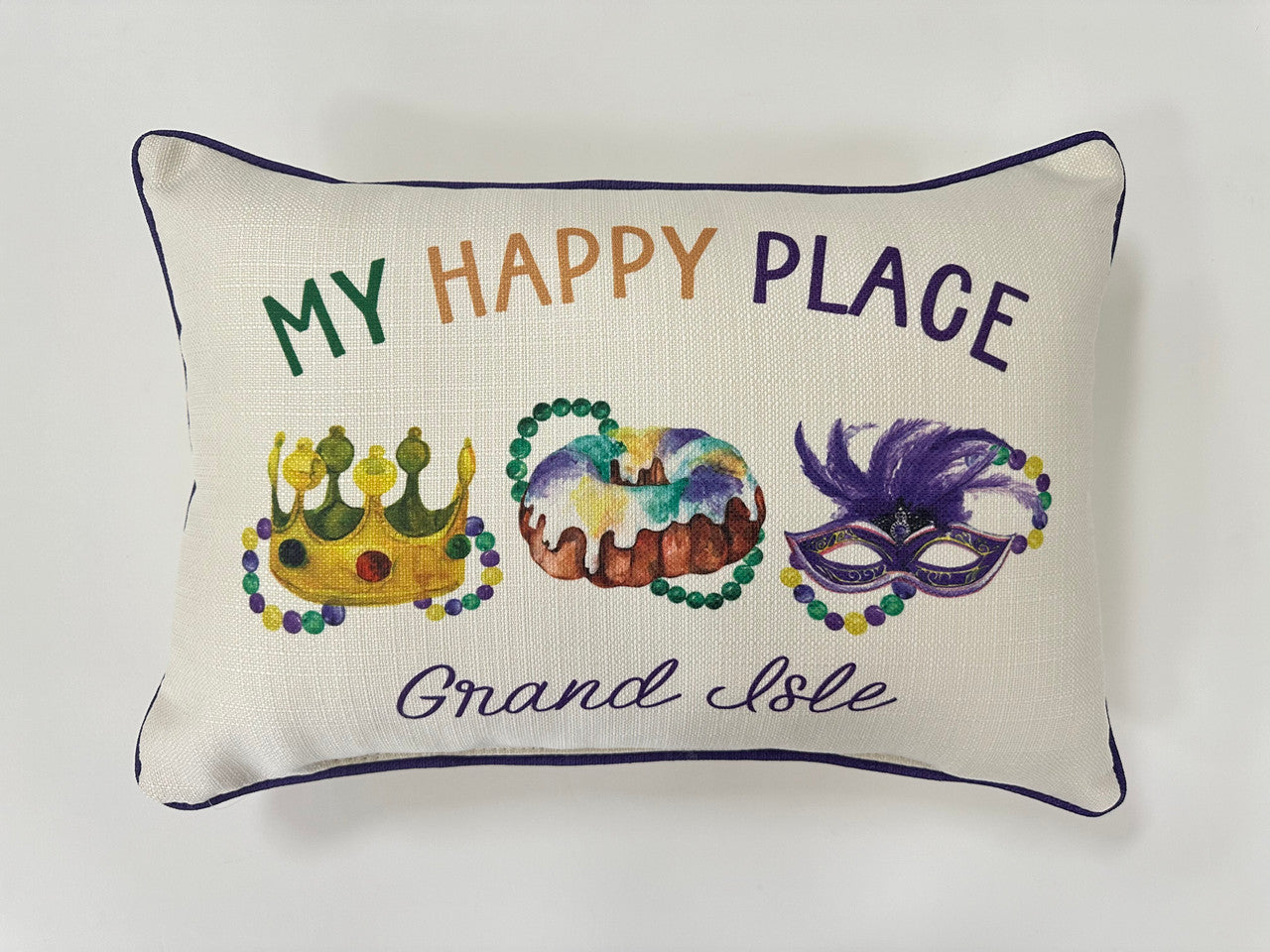 Little Birdie Mardi Gras Elements Pillow