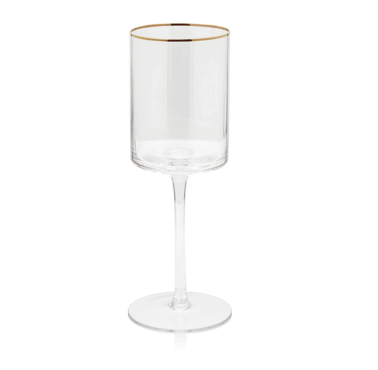 Optic White Wine Glass w/ Gold Rim