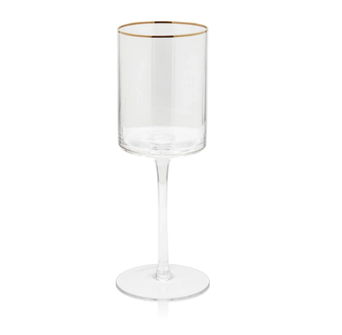 Optic White Wine Glass w/ Gold Rim - Thumbnail 2