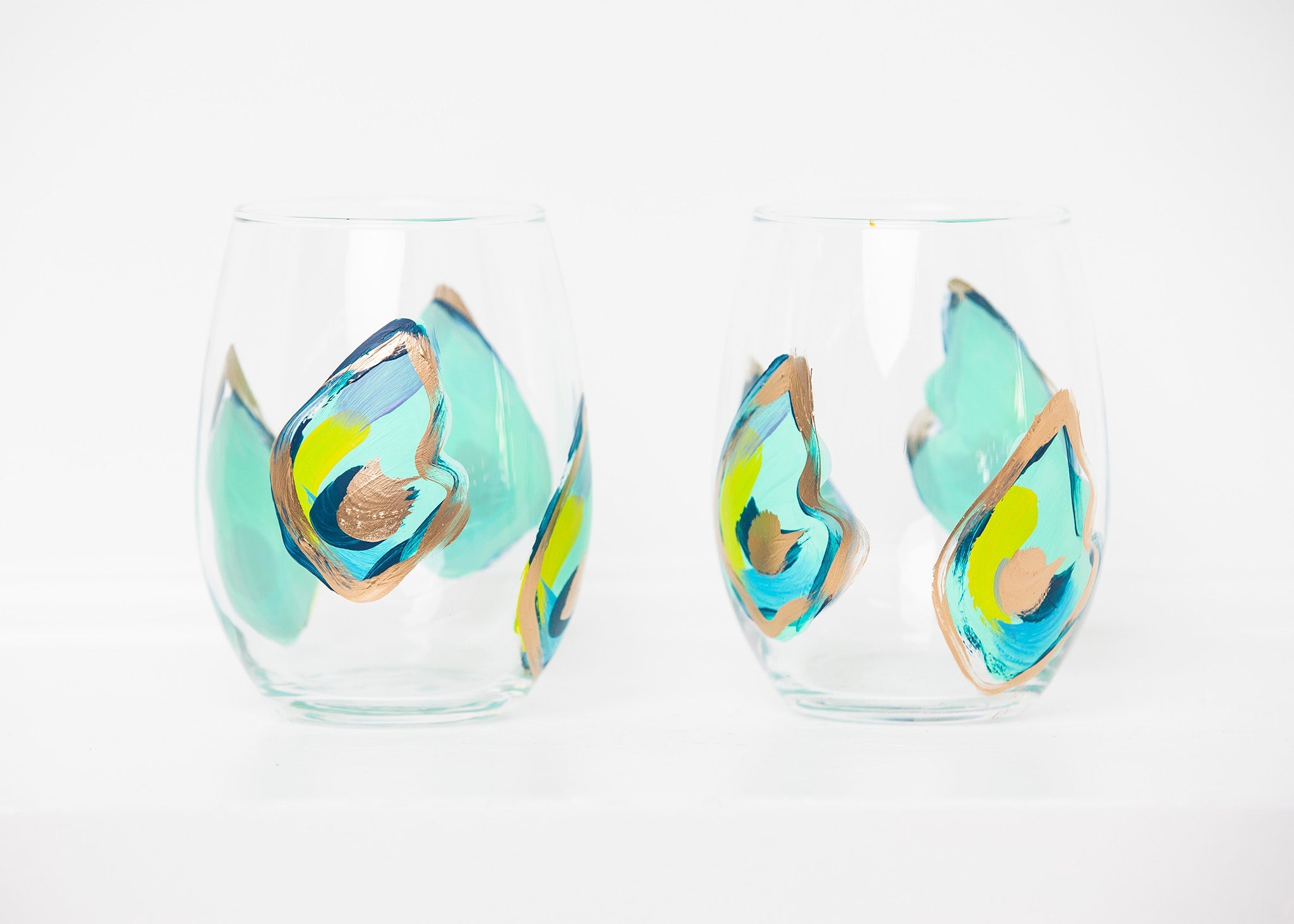 Single Oyster Shell Stemless Wine Glass