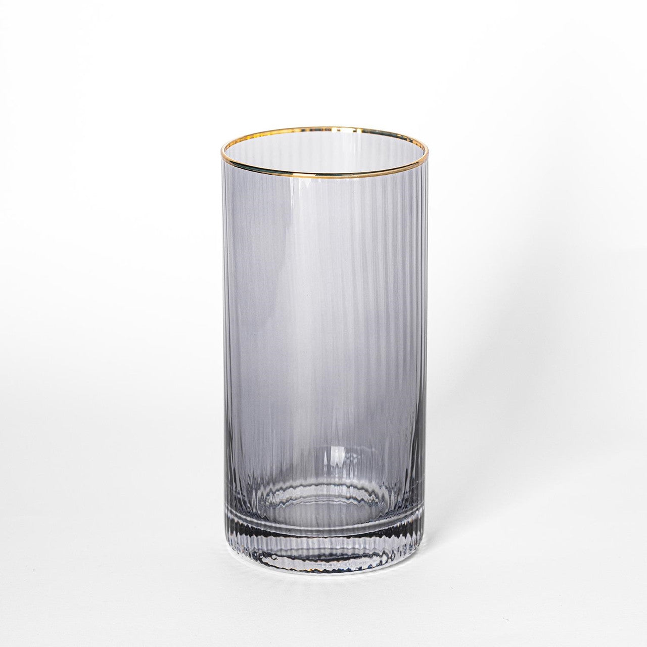 Ribbed Smoke Water Glass - Thumbnail 2