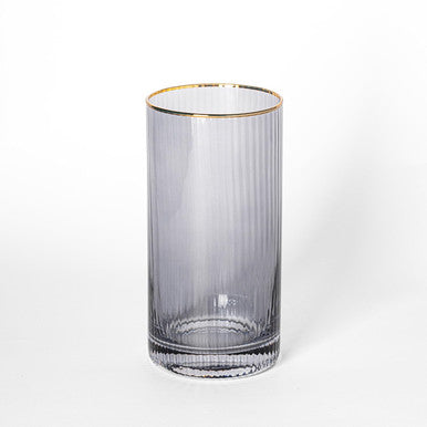 Ribbed Smoke Water Glass