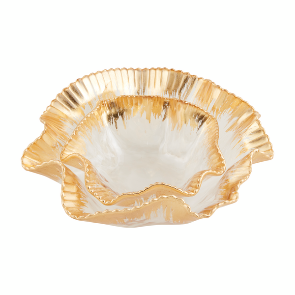 Gold Ruffle Glass Bowl – Outside and In